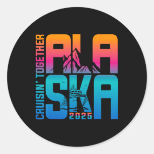 Sticker Rond Croisière en Alaska 2025 Vacances d'été en famille