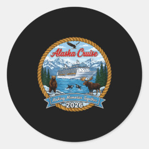 Sticker Rond Croisière en Alaska 2026 Amis et famille appariés