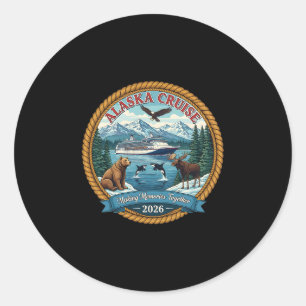Sticker Rond Croisière en Alaska 2026 Amis et famille correspon