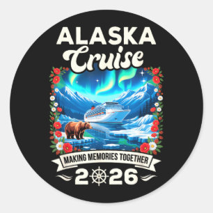 Sticker Rond Croisière en Alaska 2026 pour la famille et les am