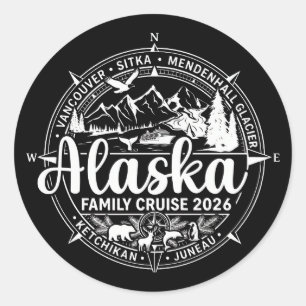 Sticker Rond Croisière en Alaska 2026 Vacances familiales en Al