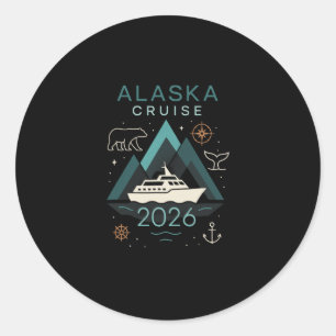 Sticker Rond Croisière en Alaska 2026 - Voyage de vacances en f