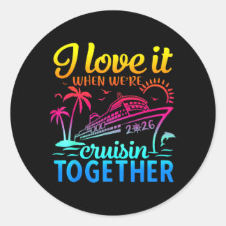 Sticker Rond Croisière en famille 2026 J'adore quand on fait un