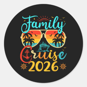 Sticker Rond Croisière en famille 2026 Vacances d'été en famill