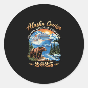 Sticker Rond Croisière en famille en Alaska Créer des souvenirs