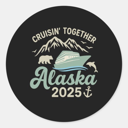Sticker Rond Croisière ensemble Alaska 2025 Cruise Ship Alaska (Devant)