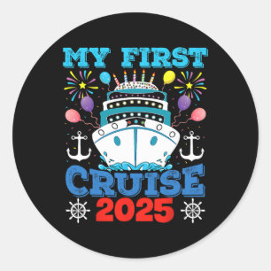 Sticker Rond Croisière Famille Vacances Tee Navire Ancre Mon Pr