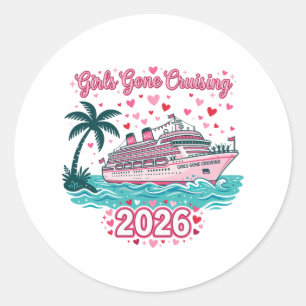 Sticker Rond Croisière Filles en Croisière 2026 Vacances Fête