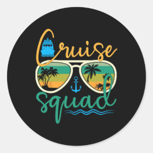 Sticker Rond Croisière Squad 2025 Family Vacation Beach Corresp