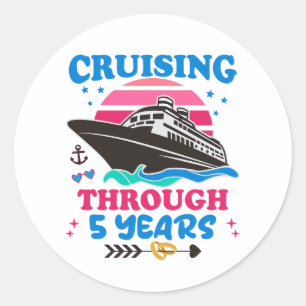 Sticker Rond Croisière Sur 5 Ans Mariage
