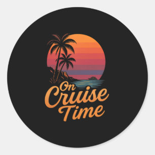 Sticker Rond Croisière tropicale en vacances avec palmier Su
