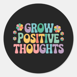 Sticker Rond Croissance des pensées positives - Motivation flor