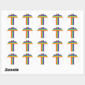 Sticker Rond CROIX arc-en-ciel (Feuille)