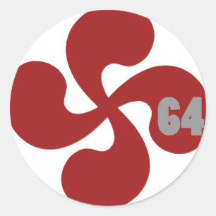 Sticker Rond Croix basque rouge 64 Lauburu