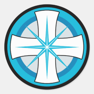 Sticker Rond Croix bleue armée