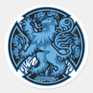 Sticker Rond Croix bleue écossaise de lion