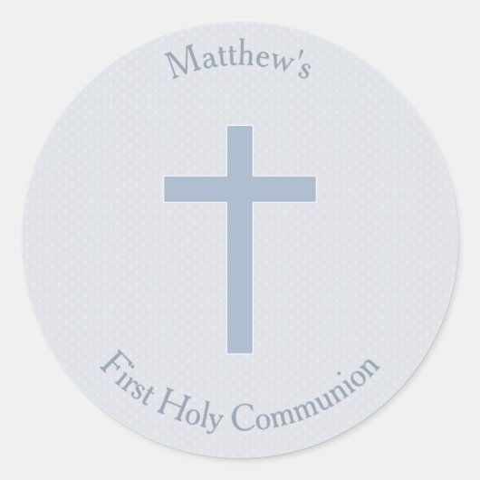 Sticker Rond Croix Bleue Pastel Communion (Devant)