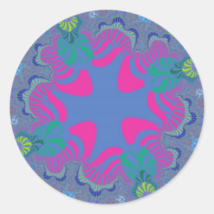 Sticker Rond Croix Bleue rose et Cornflower
