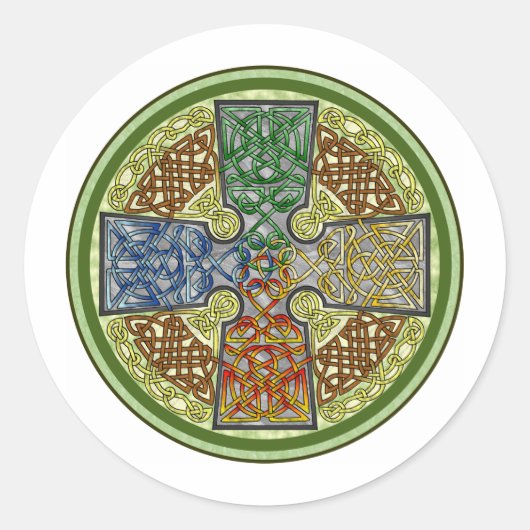 Sticker Rond Croix celtique 4 couleurs (Devant)