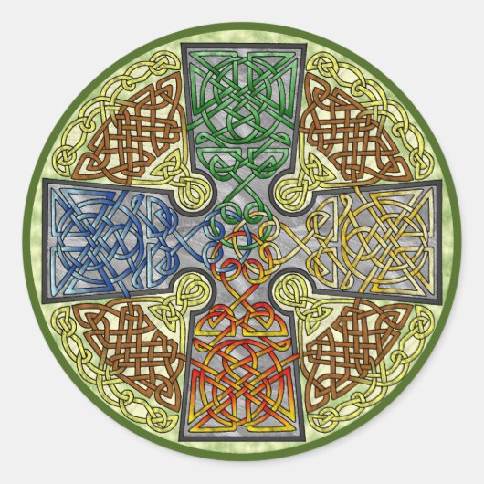 Sticker Rond Croix celtique 4 couleurs (Devant)