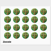 Sticker Rond Croix celtique d'or sur vert (Feuille)