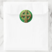 Sticker Rond Croix celtique d'or sur vert (Sac)