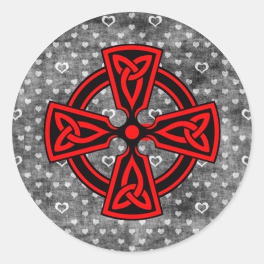 Sticker Rond Croix celtique rouge Arrière - plan en détresse (Devant)