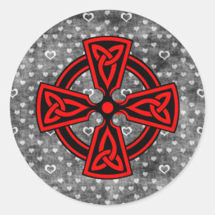 Sticker Rond Croix celtique rouge Arrière - plan en détresse