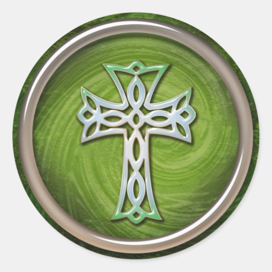 Sticker Rond Croix celtique verte classique (Devant)