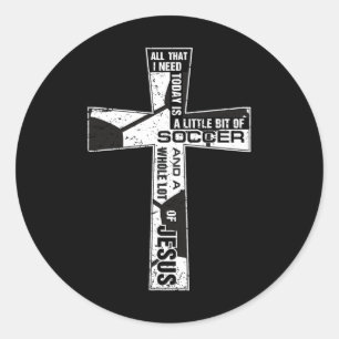 Sticker Rond Croix chrétienne Art de football Tout ce dont j'ai