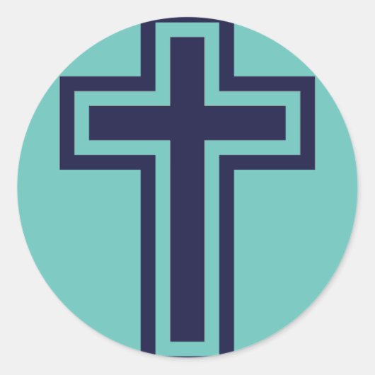 Sticker Rond Croix chrétienne bleue différentes variantes (Devant)