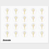 Sticker Rond Croix chrétienne en jaune (Feuille)