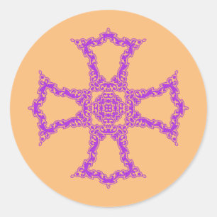 Sticker Rond Croix chrétienne rose Art moderne esthétique