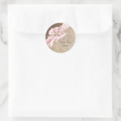 Sticker Rond Croix chrétienne rose et marron (Sac)