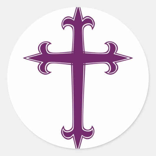 Sticker Rond Croix chrétienne violette (Devant)