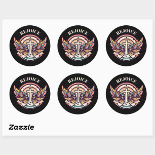 Sticker Rond Croix colorée Agnel ailes Rejoice