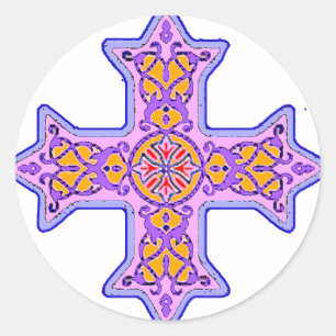 Sticker Rond Croix copte en pastel magnifique