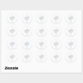 Sticker Rond Croix de baptême florale bleue (Feuille)