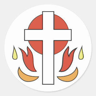 Sticker Rond Croix de confirmation et flammes