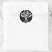 STICKER ROND CROIX DE CRISTALLON SUR IMPRIMATION DE VELVET (Sac)