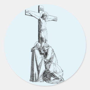 Sticker Rond Croix de crucifixion Jésus Christ Illustration art