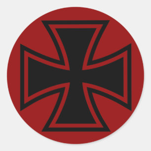 Sticker Rond Croix de fer rouge noir