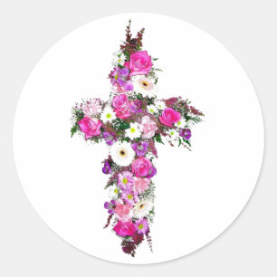 Sticker Rond Croix de fleurs/fleurs
