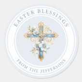 Sticker Rond Croix de Flore Blessures religieuses de Pâques (Devant)