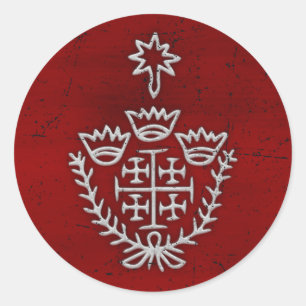 Sticker Rond Croix de Jérusalem tatouage de pèlerinage tampon r