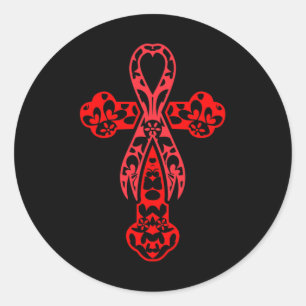 Sticker Rond Croix de la conscience du cancer du sang Dieu Roug