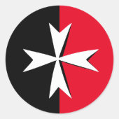 Sticker Rond Croix de Malte blanche & symbole du drapeau de Mal (Devant)