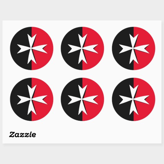 Sticker Rond Croix de Malte blanche & symbole du drapeau de Mal (Feuille)