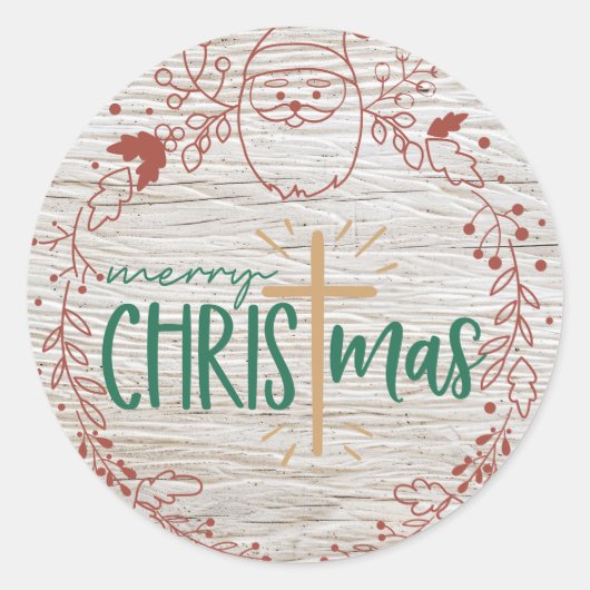 Sticker rond Croix de Noël Joyeux (Devant)