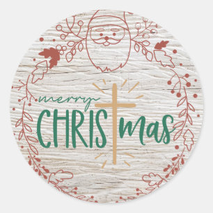 Sticker rond Croix de Noël Joyeux